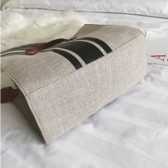Shannon Stripe Canvas Tote Bag with Strap Black - Picture 4 of 8